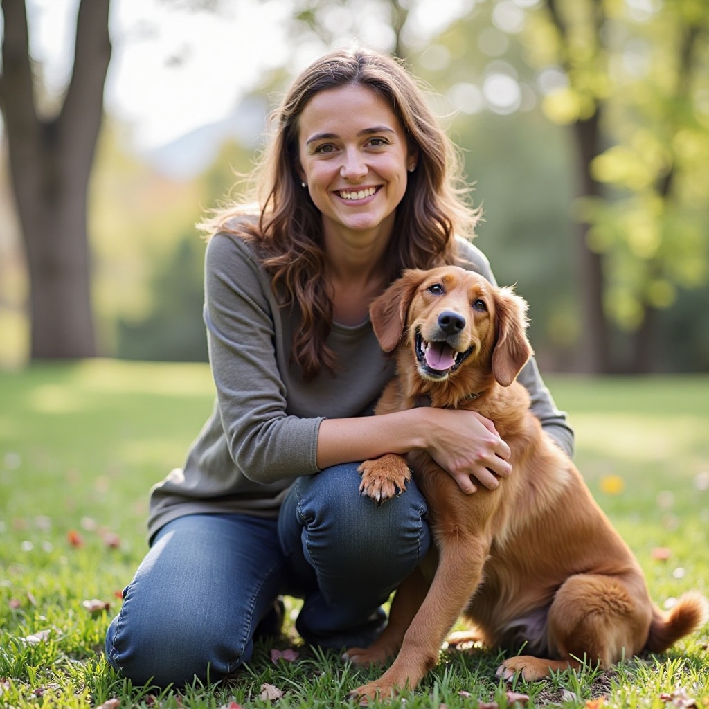 Person petting a dog